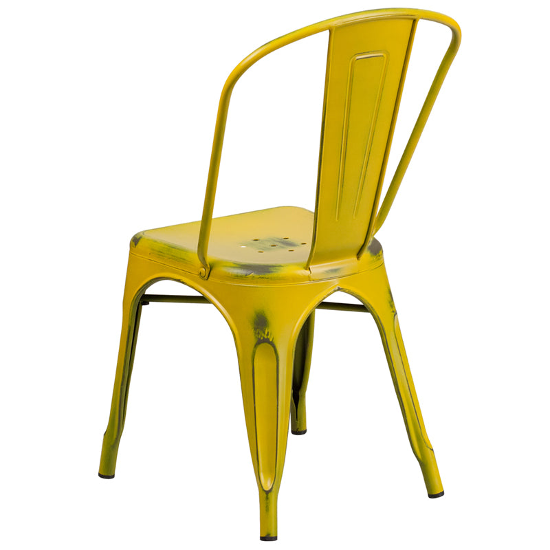 Distressed Yellow Metal Chair ET-3534-YL-GG