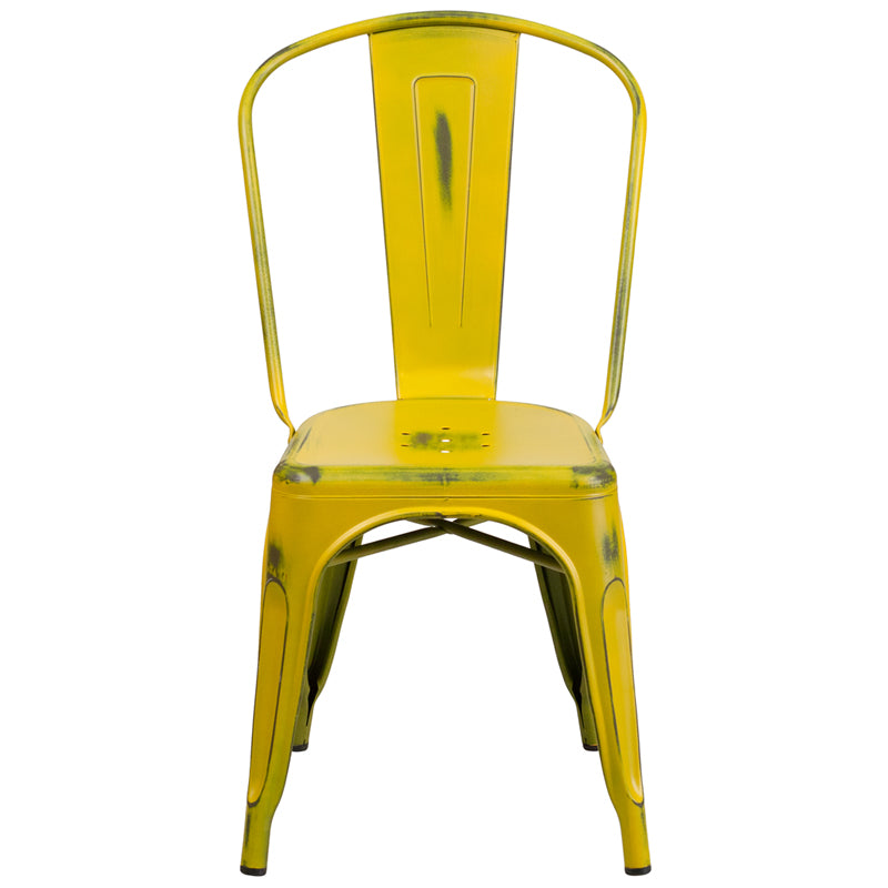 Distressed Yellow Metal Chair ET-3534-YL-GG