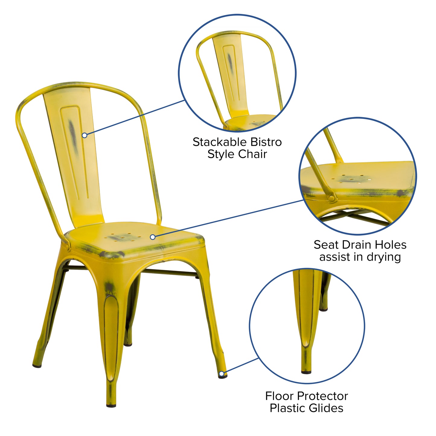 Distressed Yellow Metal Chair ET-3534-YL-GG