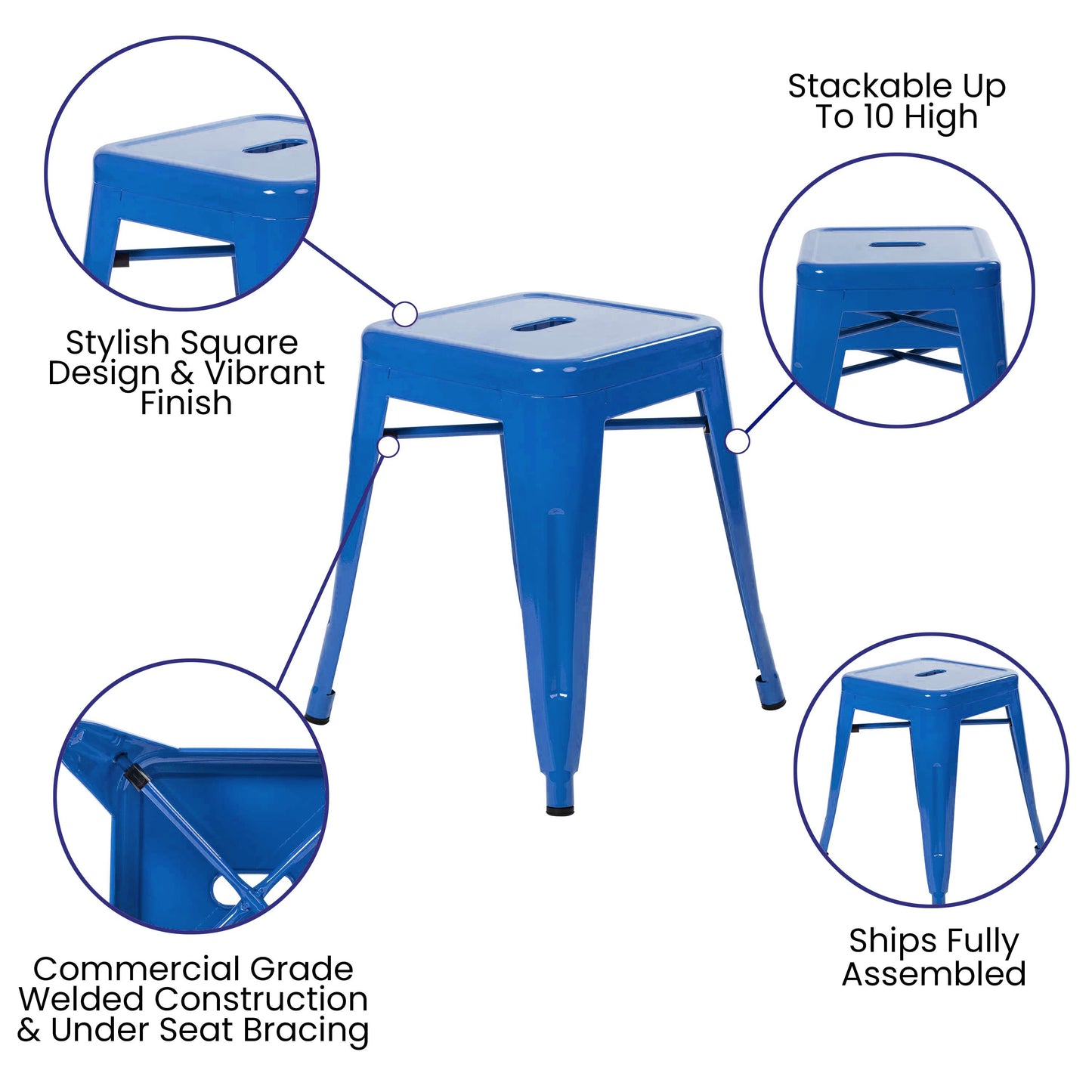 4 Pack Royal Blue Metal Stool ET-BT3503-18-BL-GG