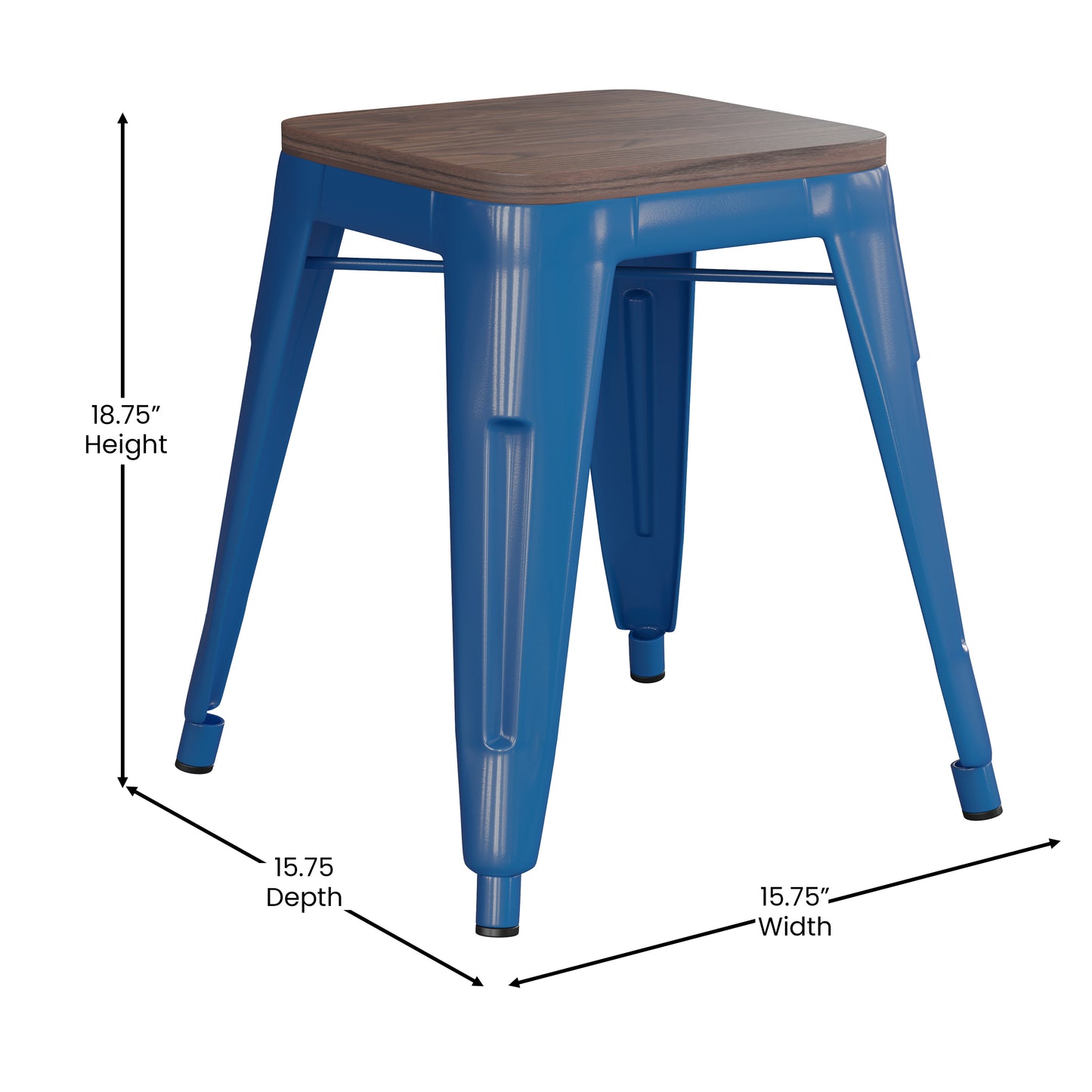 4PK Royal Blue Stool-Wood Seat ET-BT3503-18-BL-WD-GG