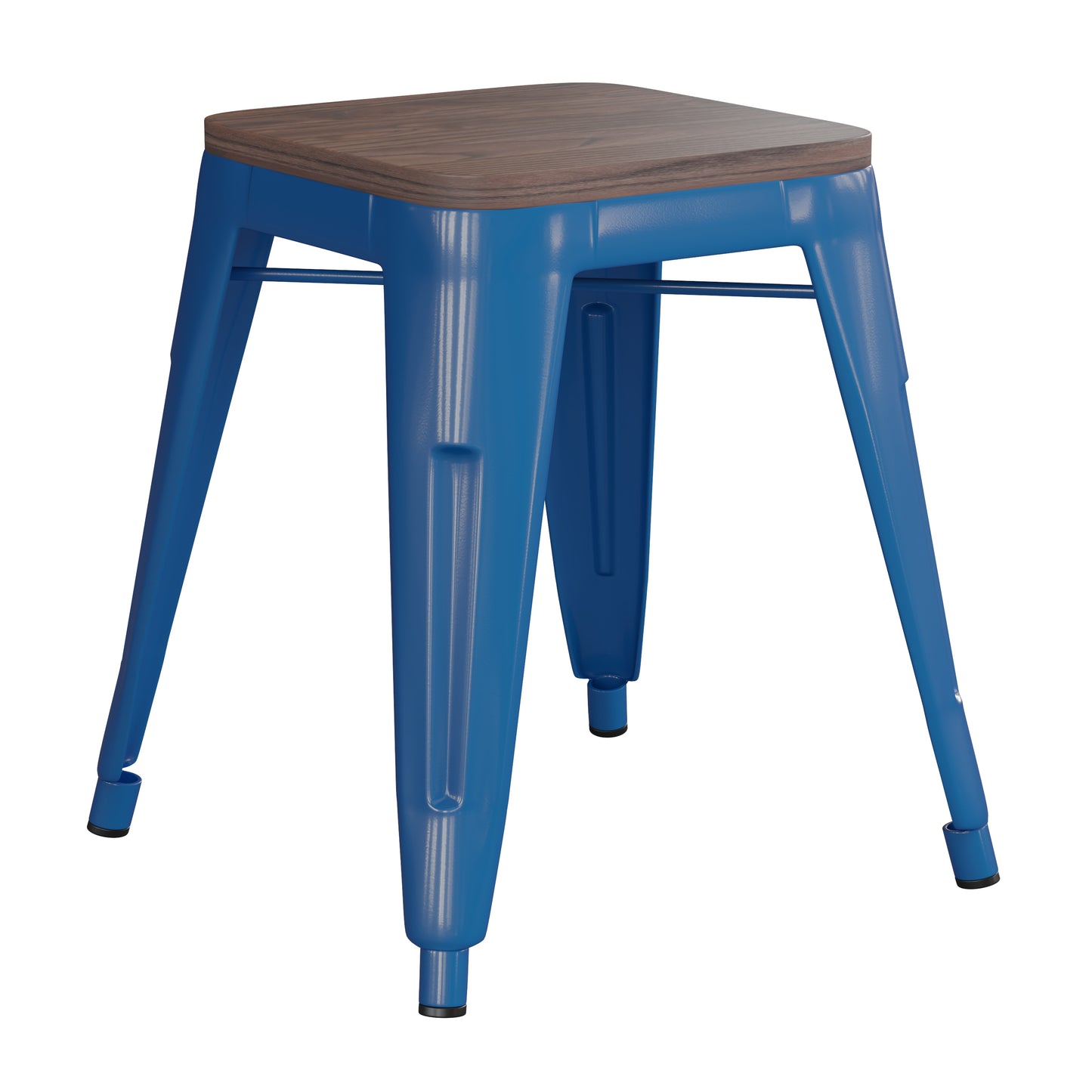 4PK Royal Blue Stool-Wood Seat ET-BT3503-18-BL-WD-GG