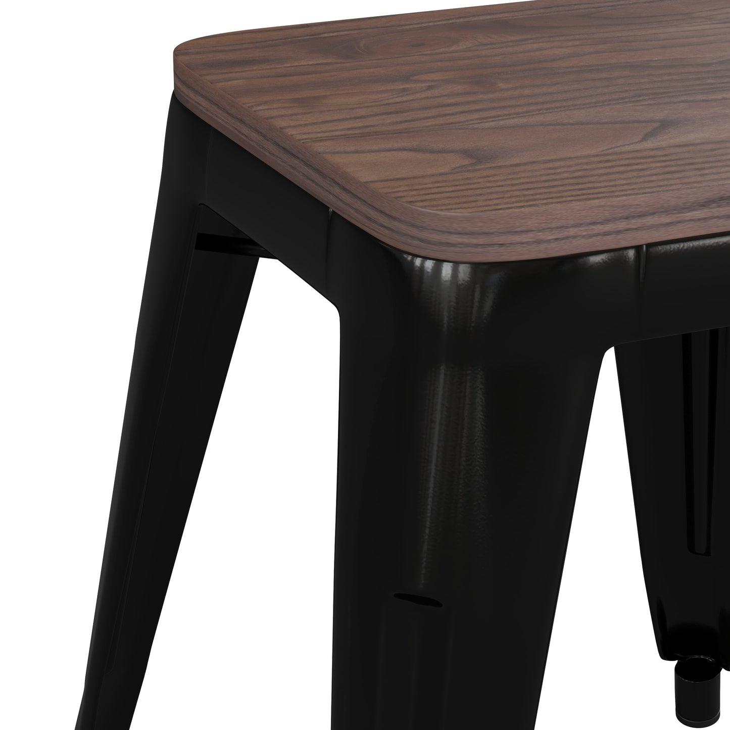 4PK Black Stool-Wood Seat ET-BT3503-18-BLK-WD-GG