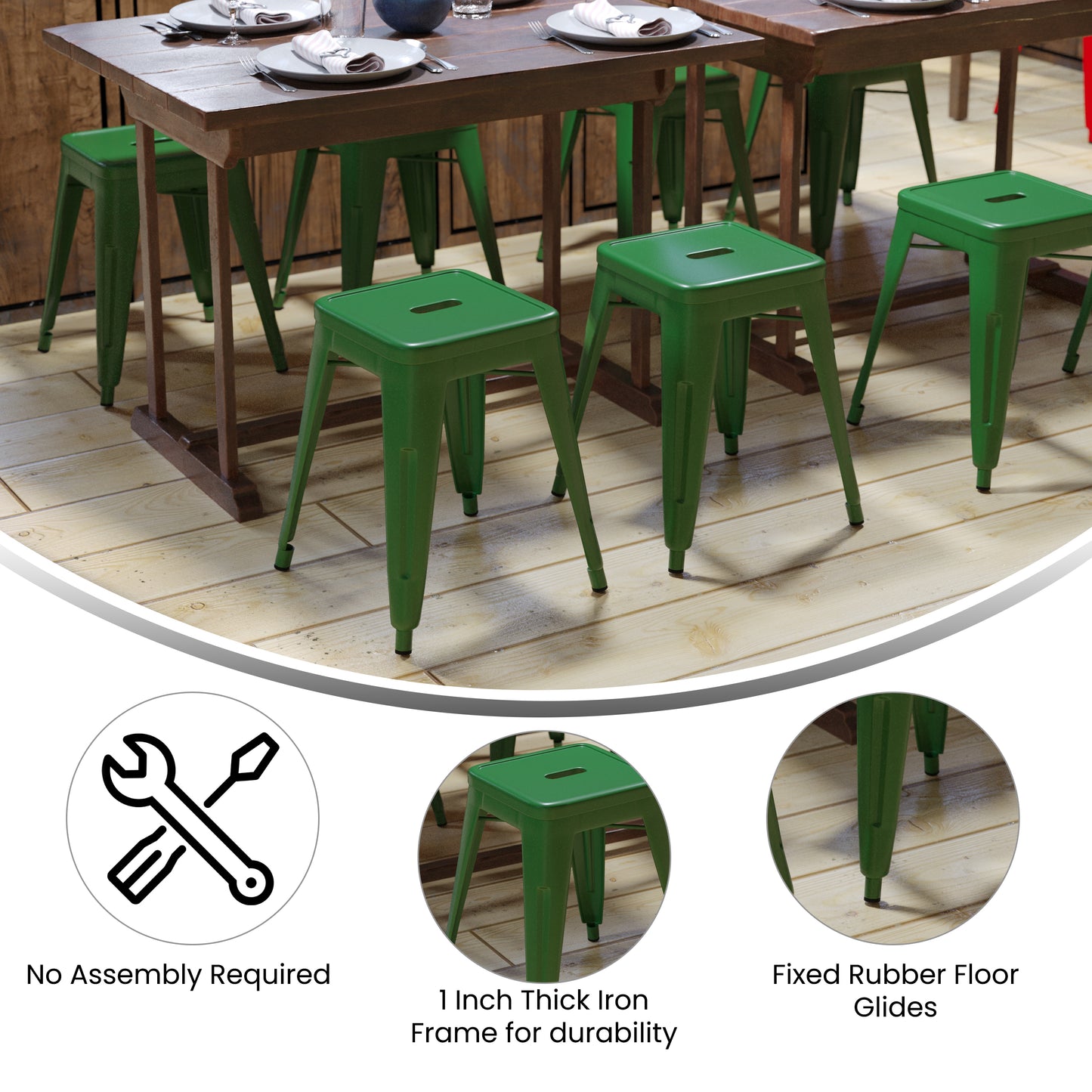 4 Pack Green Metal Stool ET-BT3503-18-GN-GG