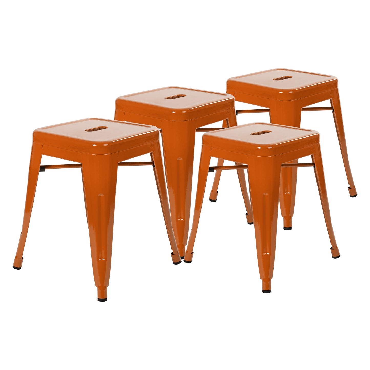 4 Pack Orange Metal Stool ET-BT3503-18-ORG-GG