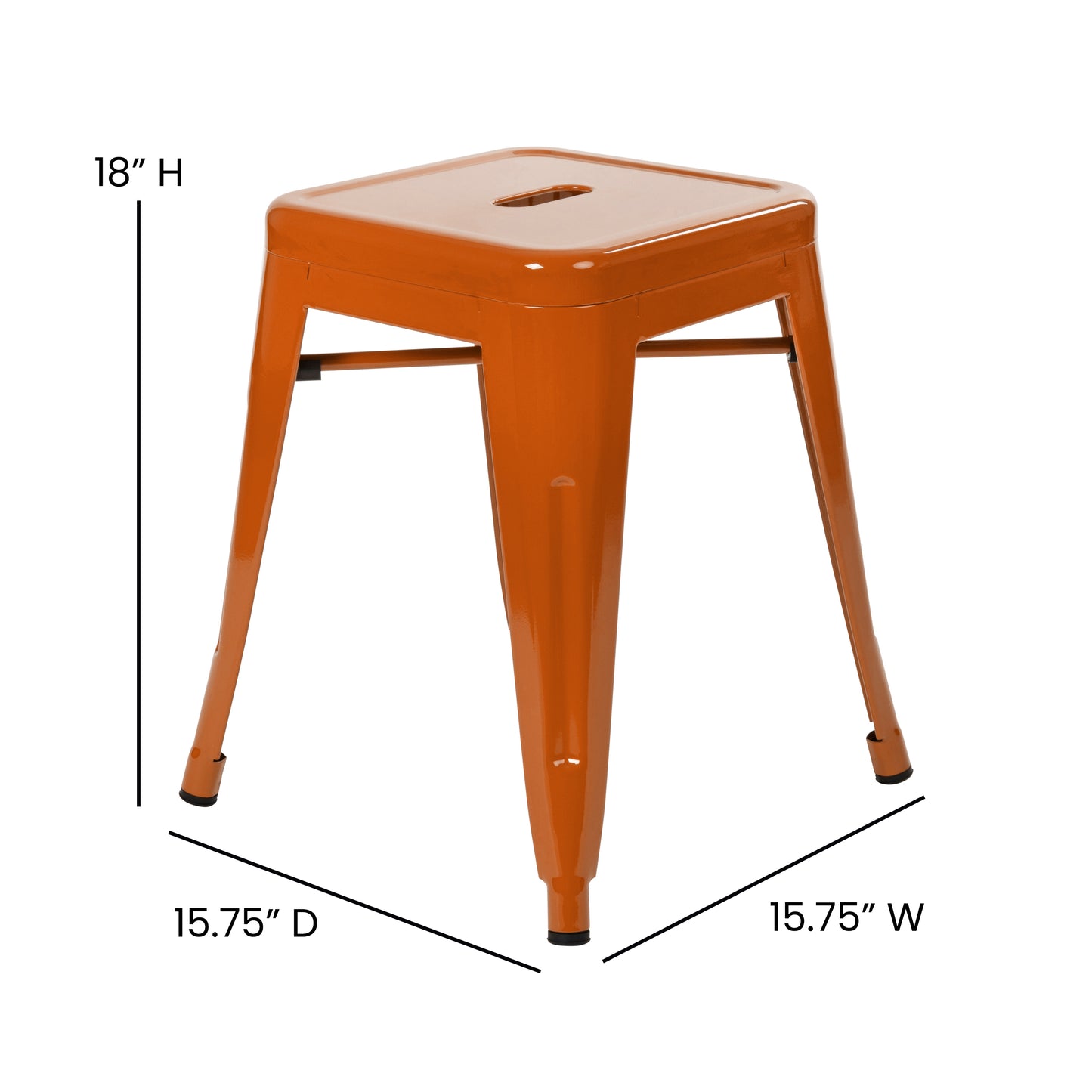 4 Pack Orange Metal Stool ET-BT3503-18-ORG-GG