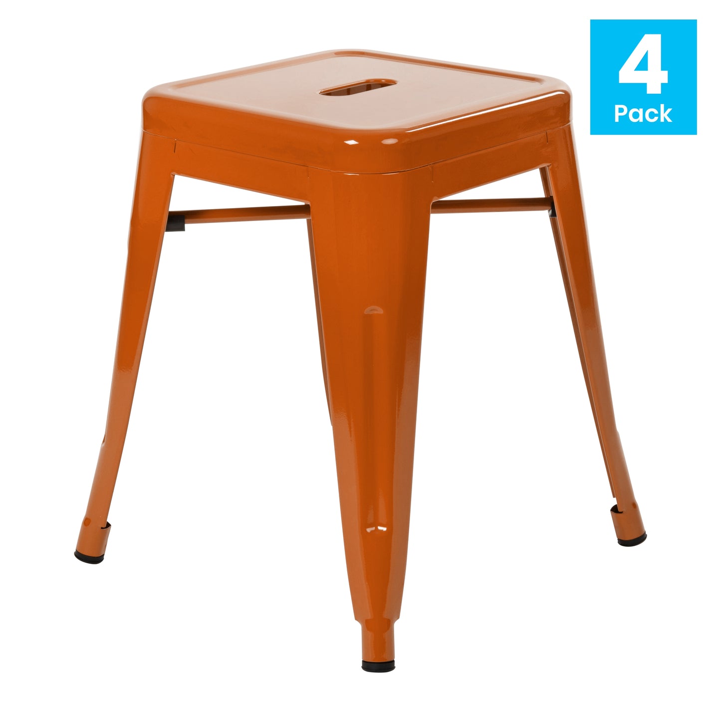 4 Pack Orange Metal Stool ET-BT3503-18-ORG-GG