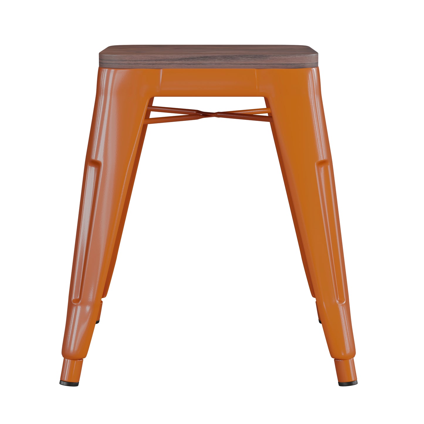 4PK Orange Stool-Wood Seat ET-BT3503-18-ORG-WD-GG