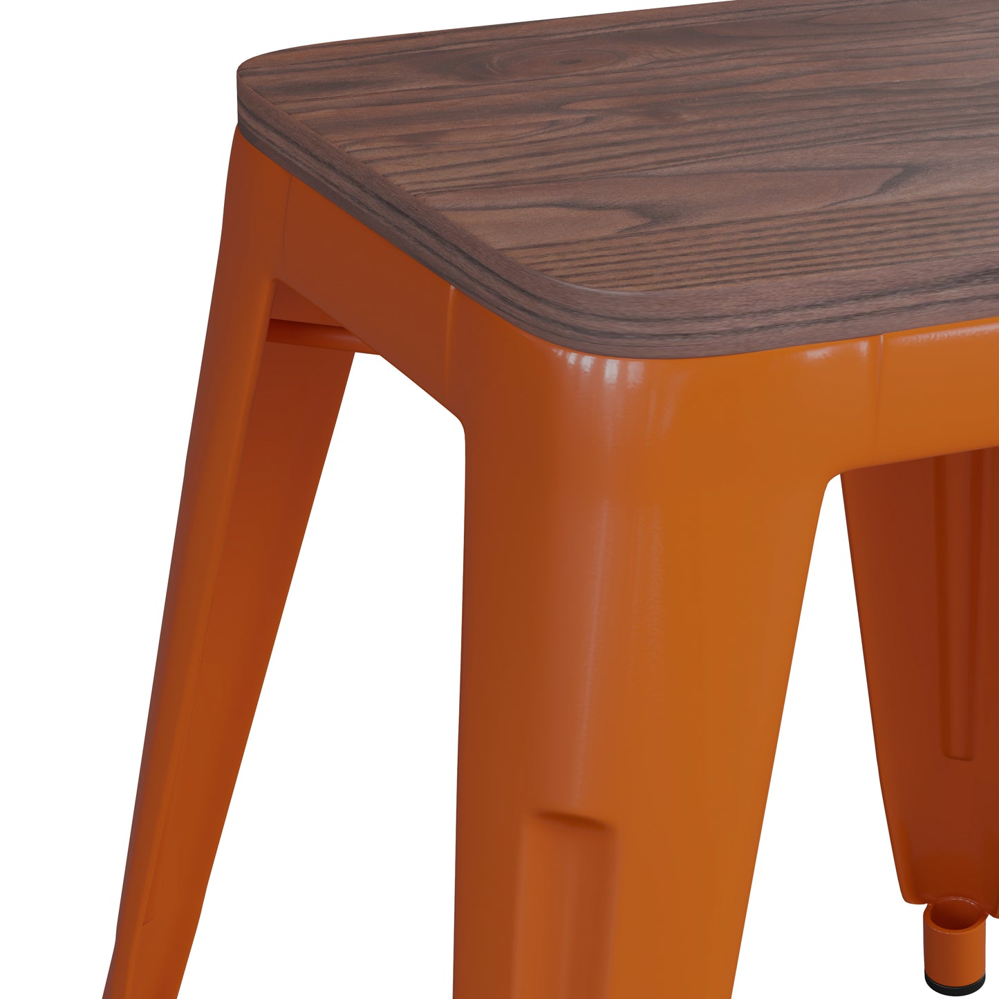 4PK Orange Stool-Wood Seat ET-BT3503-18-ORG-WD-GG