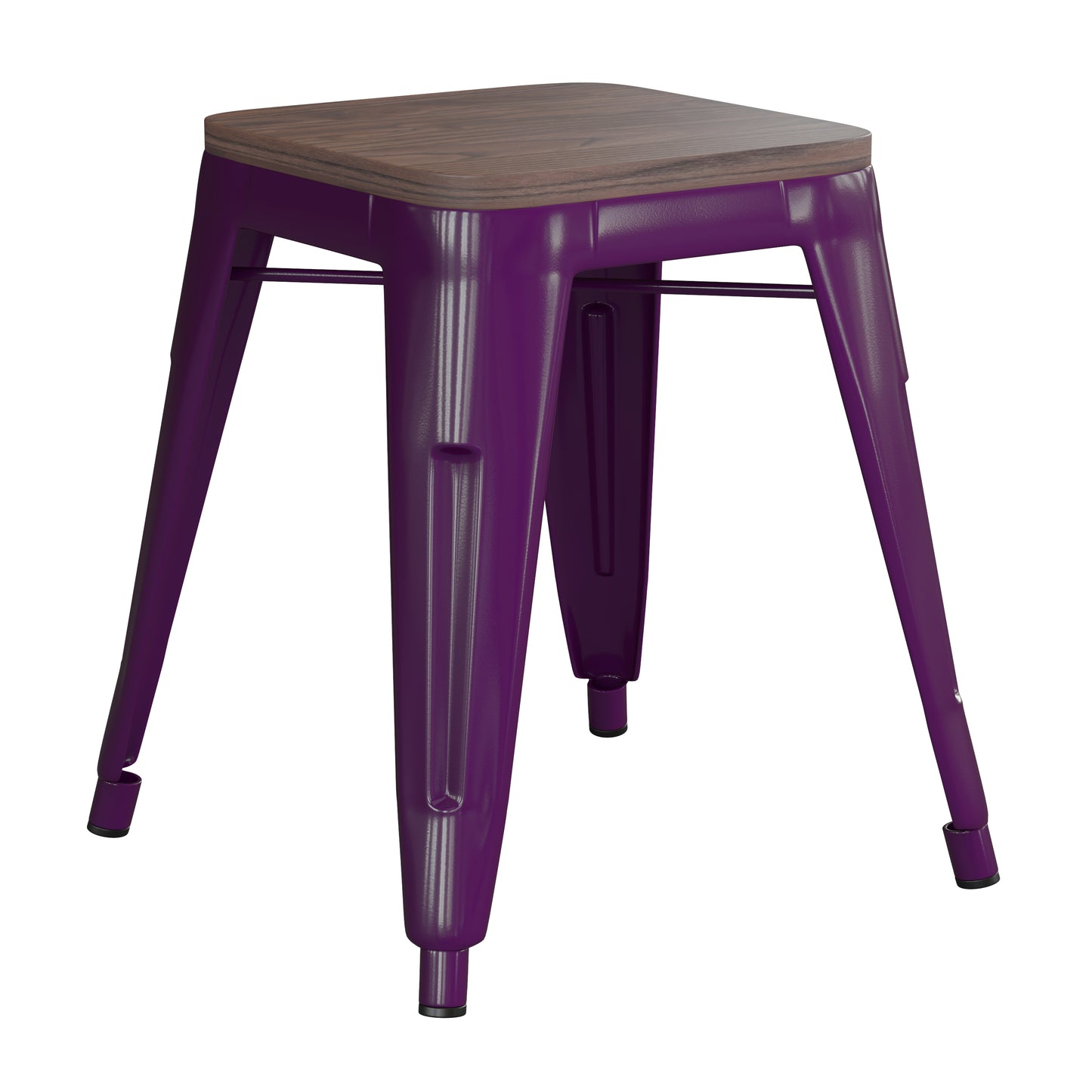 4PK Purple Stool-Wood Seat ET-BT3503-18-PR-WD-GG