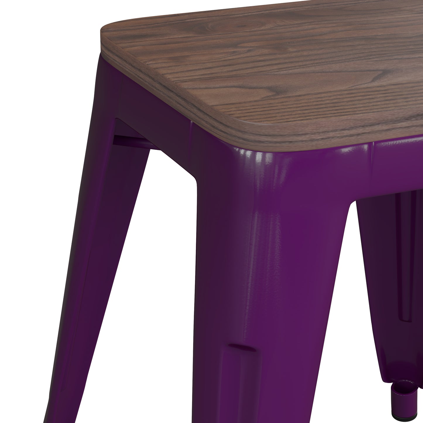 4PK Purple Stool-Wood Seat ET-BT3503-18-PR-WD-GG