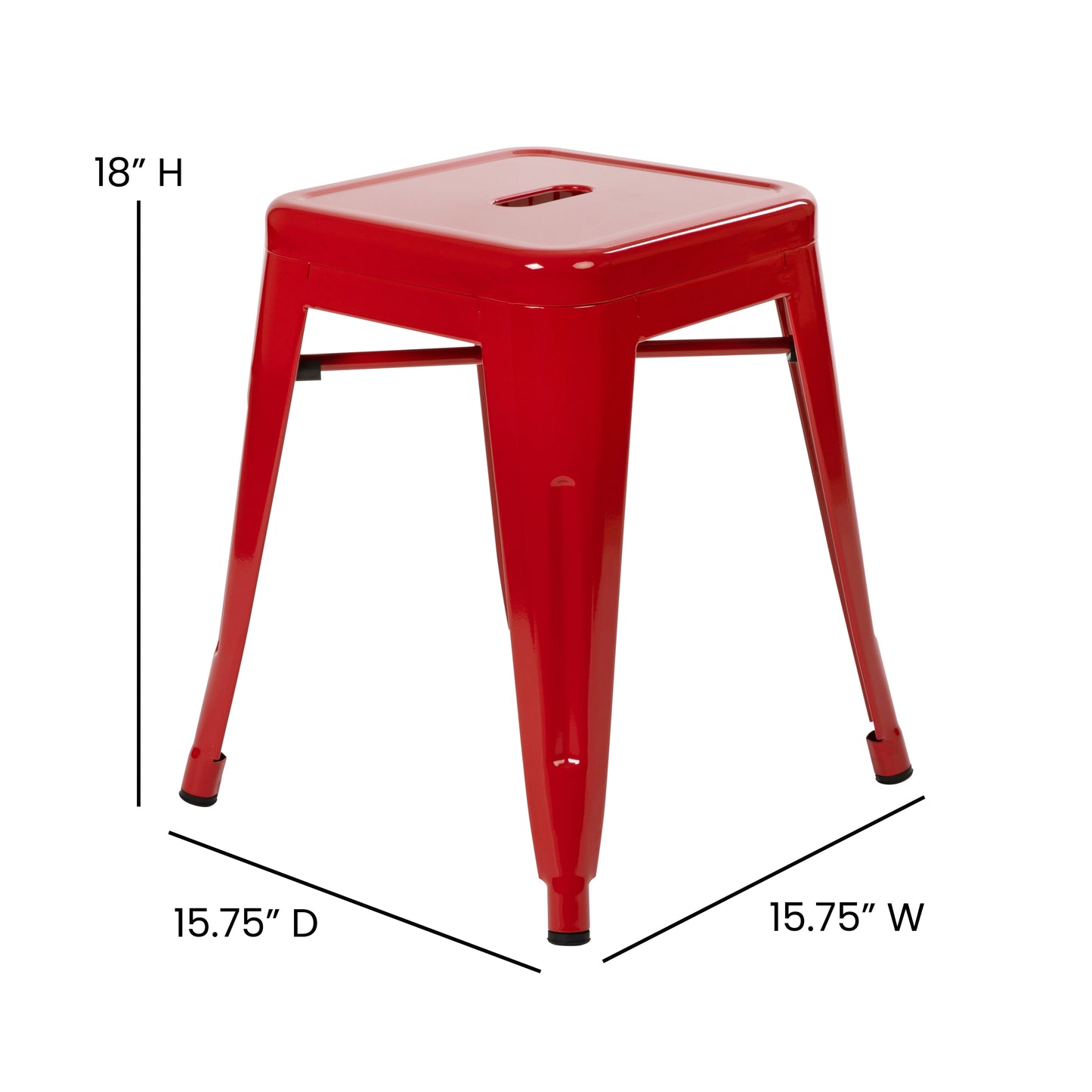 4 Pack Red Metal Stool ET-BT3503-18-RED-GG