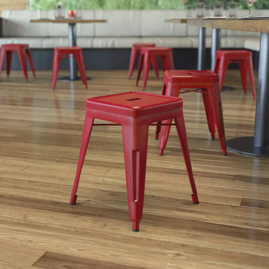 4 Pack Red Metal Stool ET-BT3503-18-RED-GG