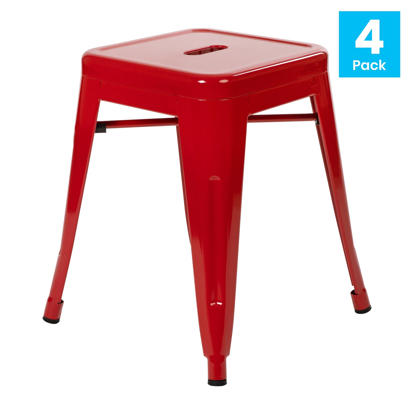 4 Pack Red Metal Stool ET-BT3503-18-RED-GG