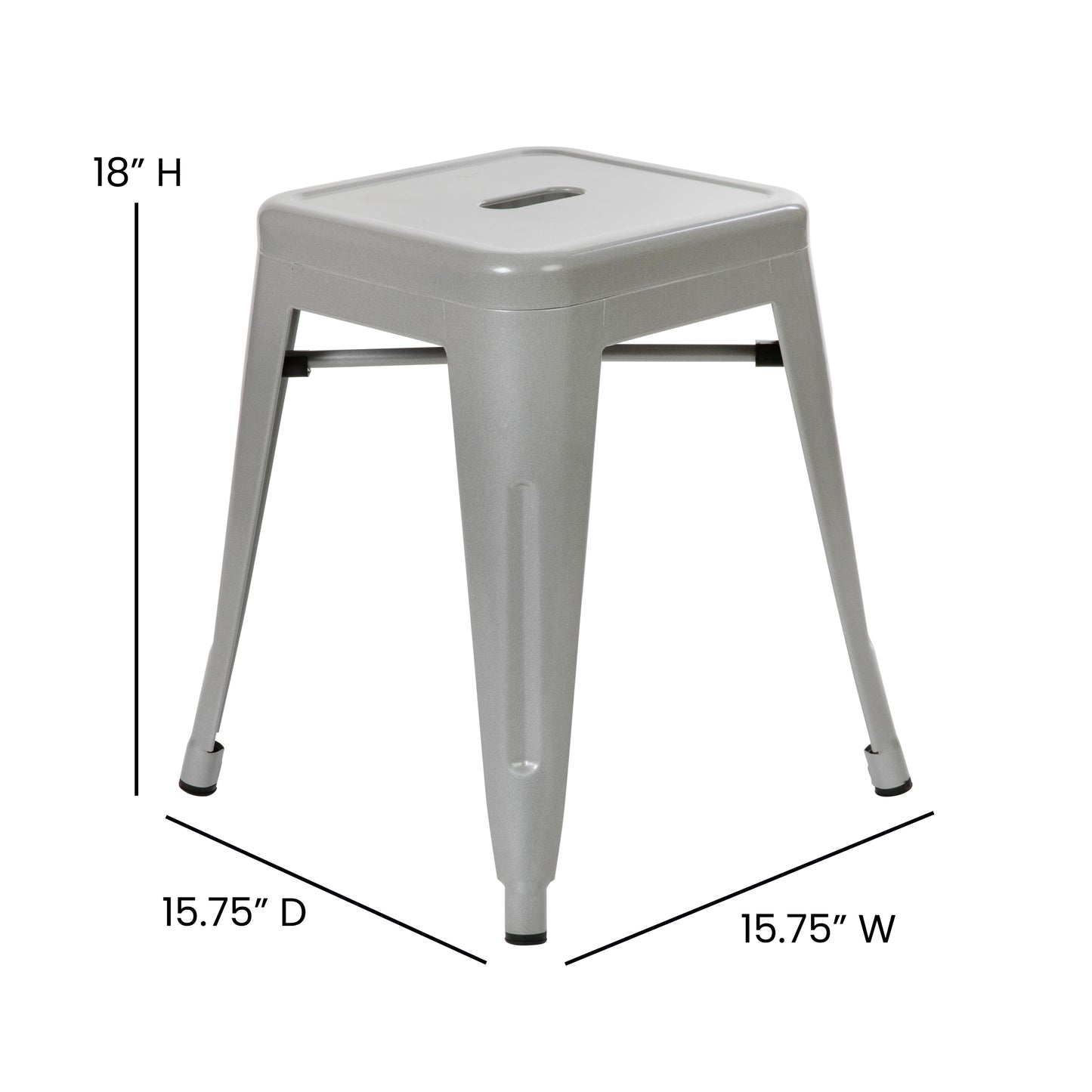 4 Pack Silver Metal Stool ET-BT3503-18-SIL-GG