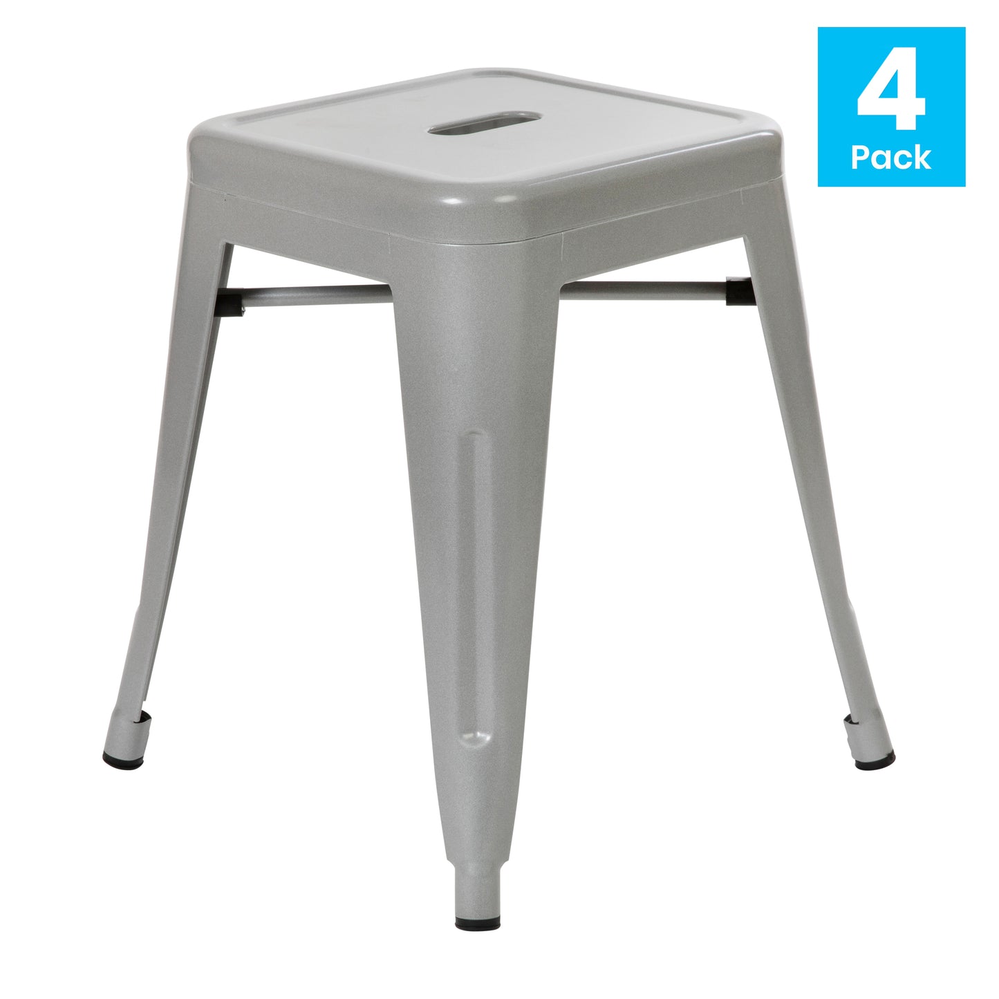 4 Pack Silver Metal Stool ET-BT3503-18-SIL-GG