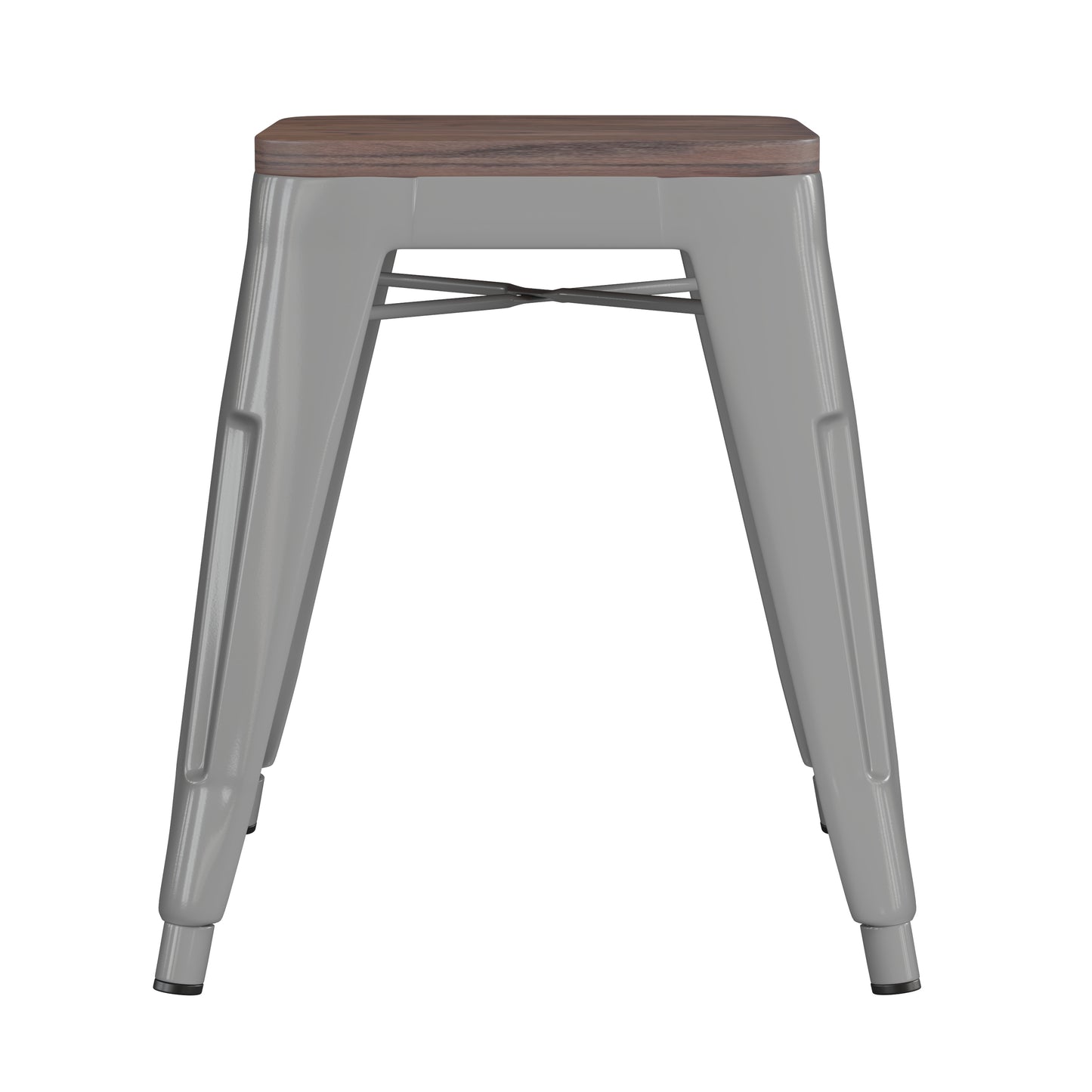 4PK Silver Stool-Wood Seat ET-BT3503-18-SIL-WD-GG