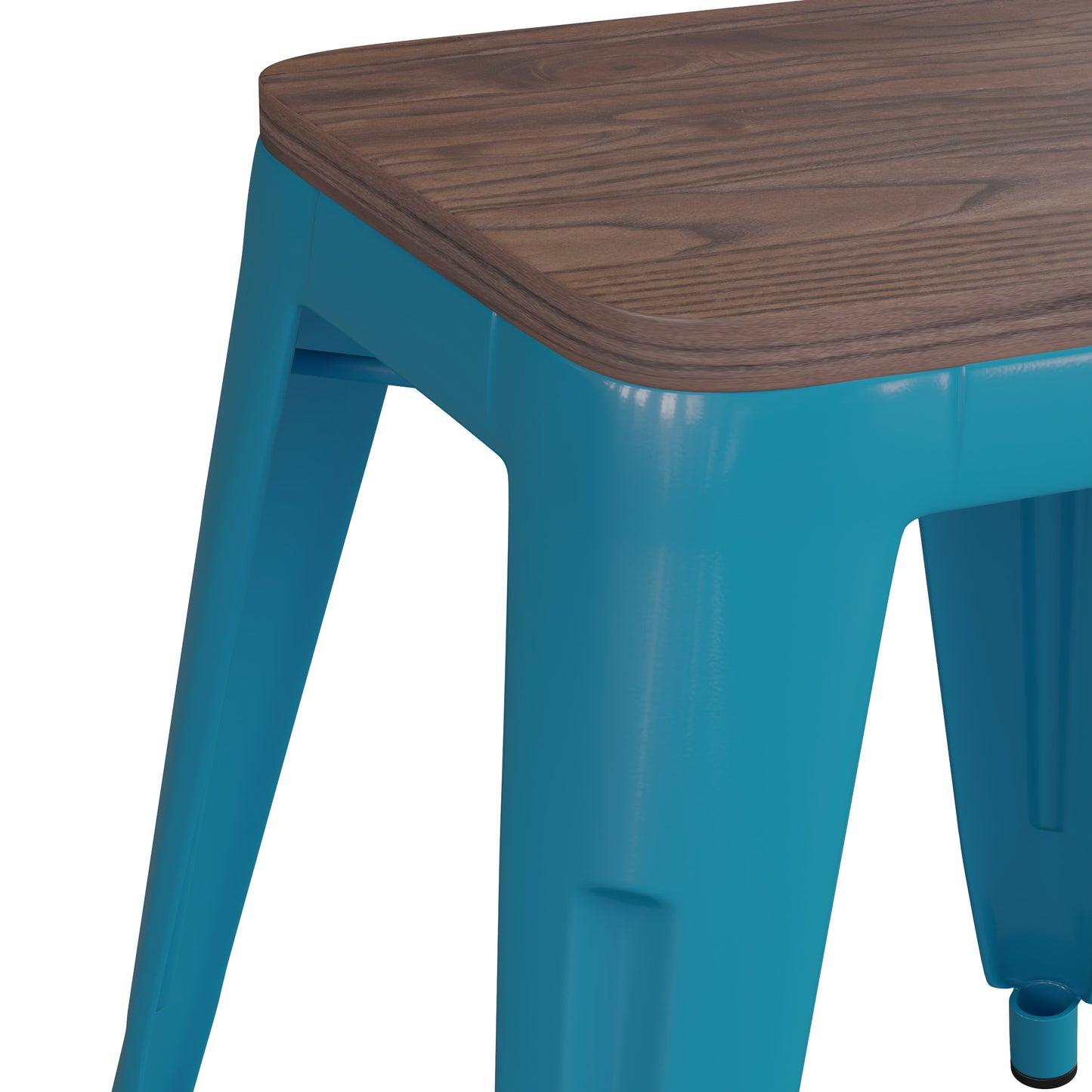 4PK Teal Stool-Wood Seat ET-BT3503-18-TL-WD-GG