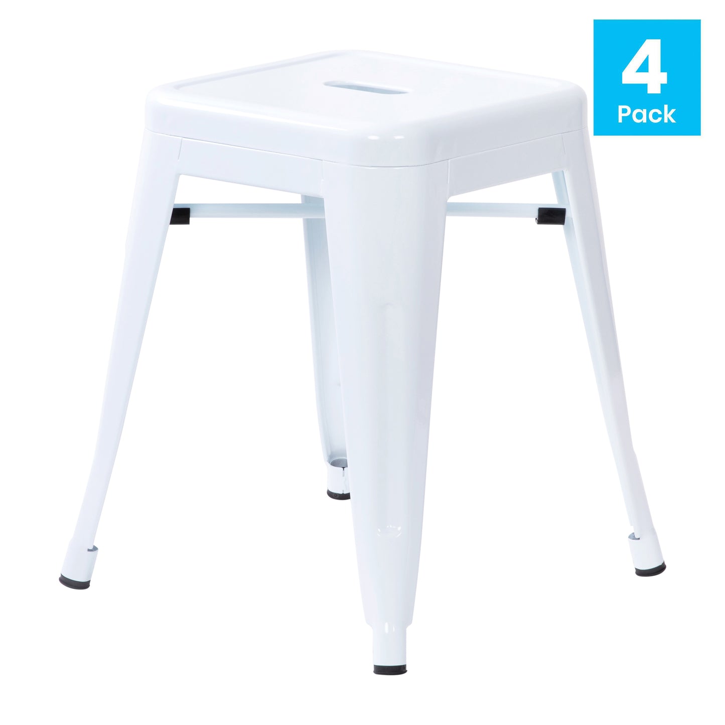 4 Pack White Metal Stool ET-BT3503-18-WH-GG