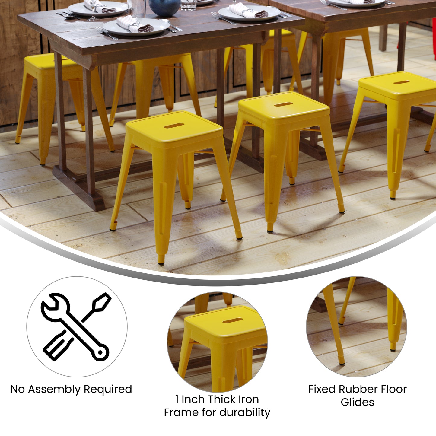 4 Pack Yellow Metal Stool ET-BT3503-18-YL-GG