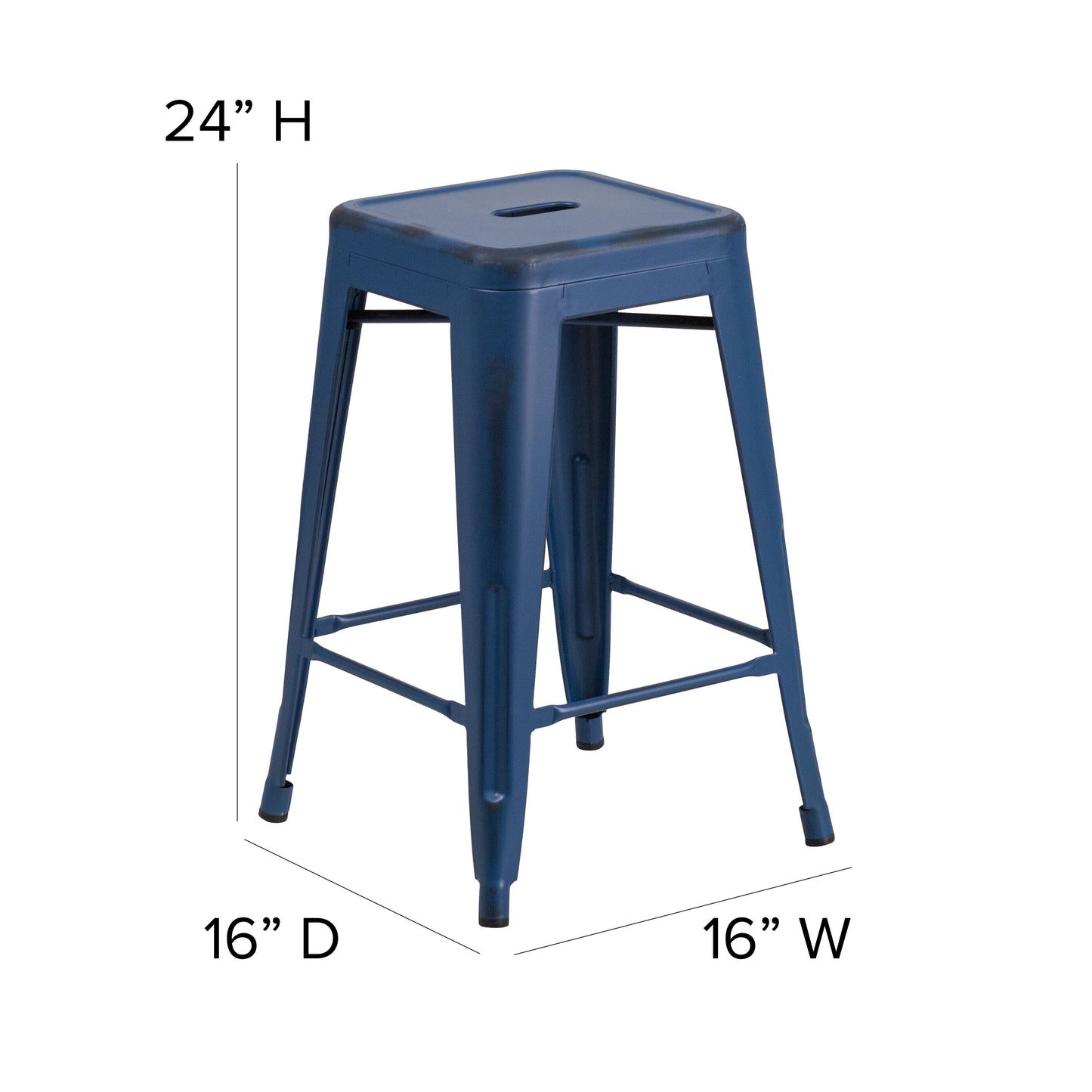 Distressed Blue Metal Stool ET-BT3503-24-AB-GG