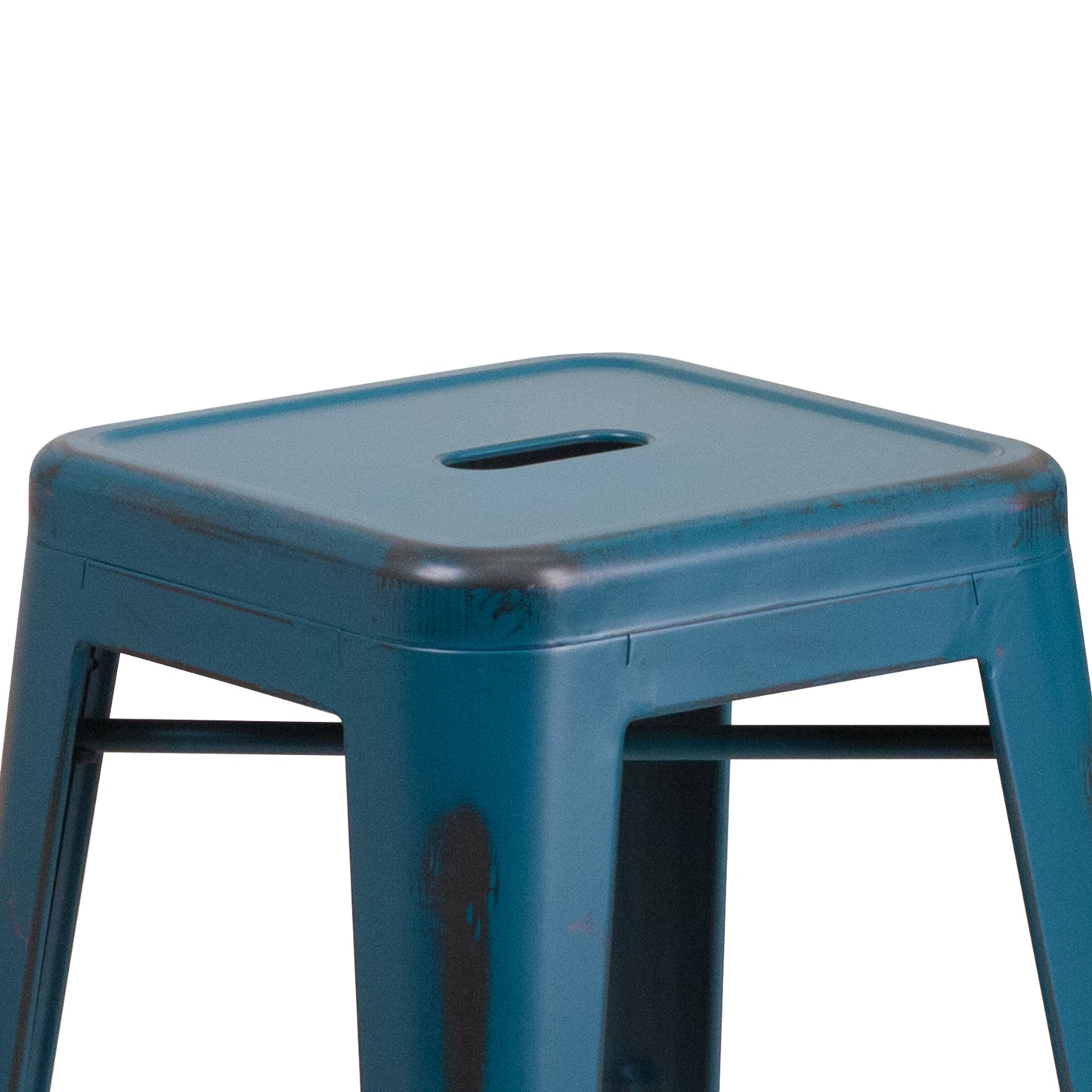 Distressed Blue Metal Stool ET-BT3503-24-AB-GG