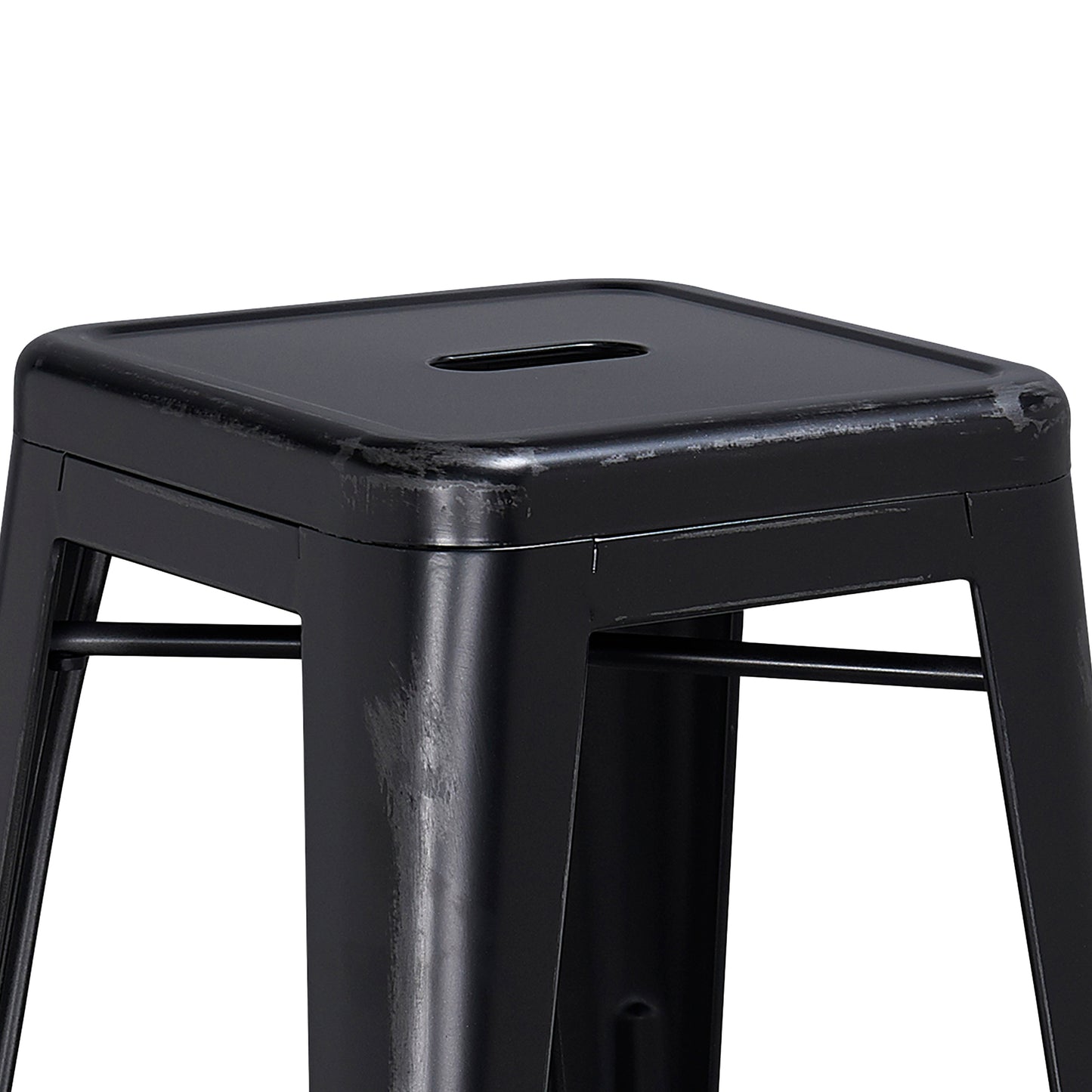 Distressed Black Metal Stool ET-BT3503-24-BK-GG