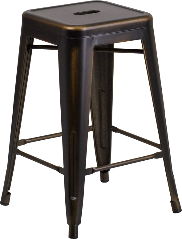 Distressed Copper Metal Stool ET-BT3503-24-COP-GG