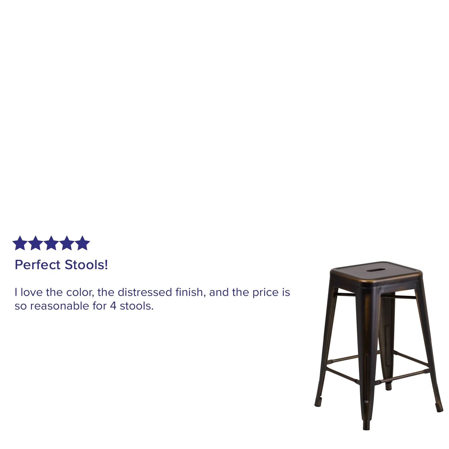 Distressed Copper Metal Stool ET-BT3503-24-COP-GG