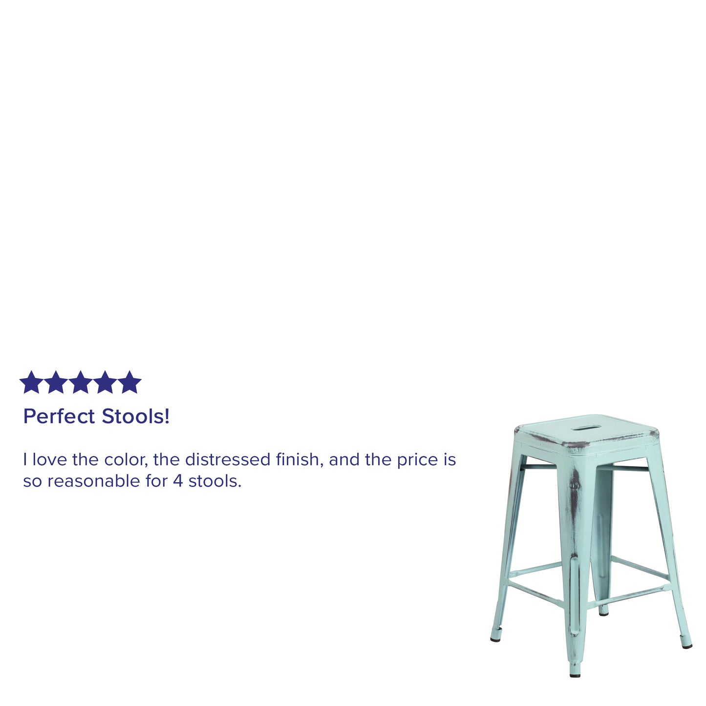 Distressed Gn-Blue Metal Stool ET-BT3503-24-DB-GG