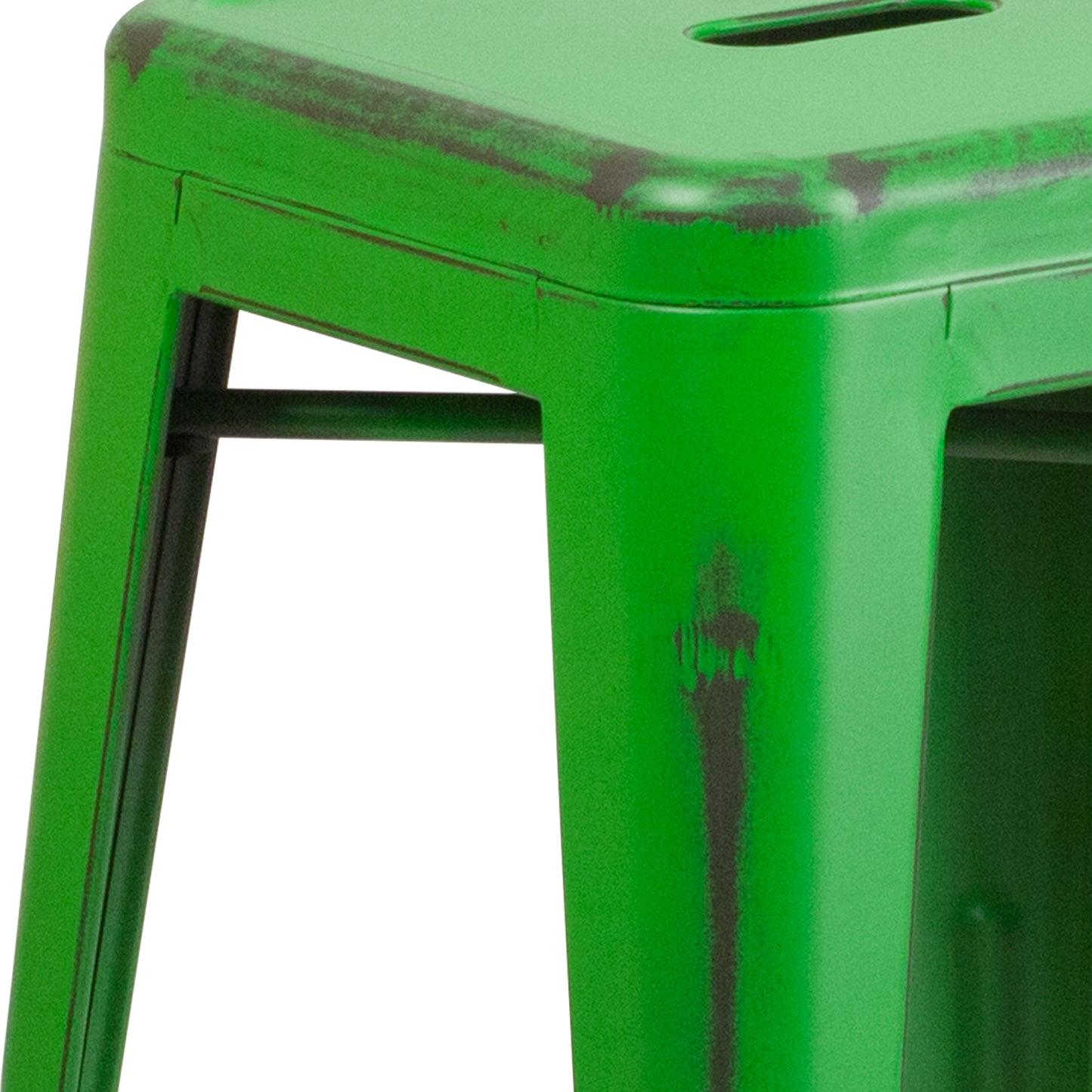 Distressed Green Metal Stool ET-BT3503-24-GN-GG