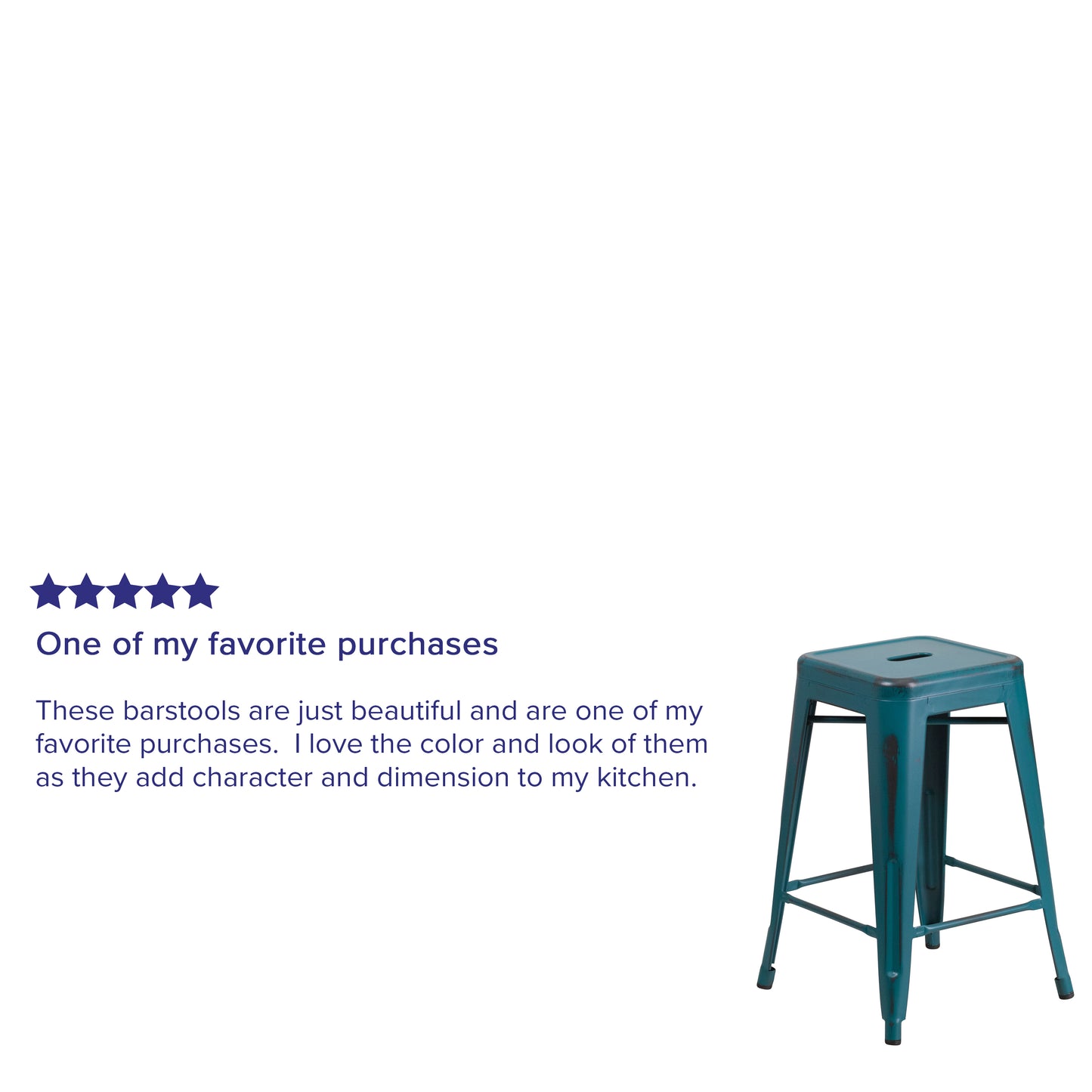 Distressed Blue-TL Metal Stool ET-BT3503-24-KB-GG