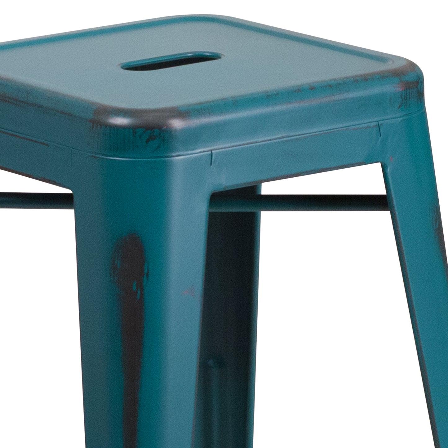 Distressed Blue-TL Metal Stool ET-BT3503-24-KB-GG