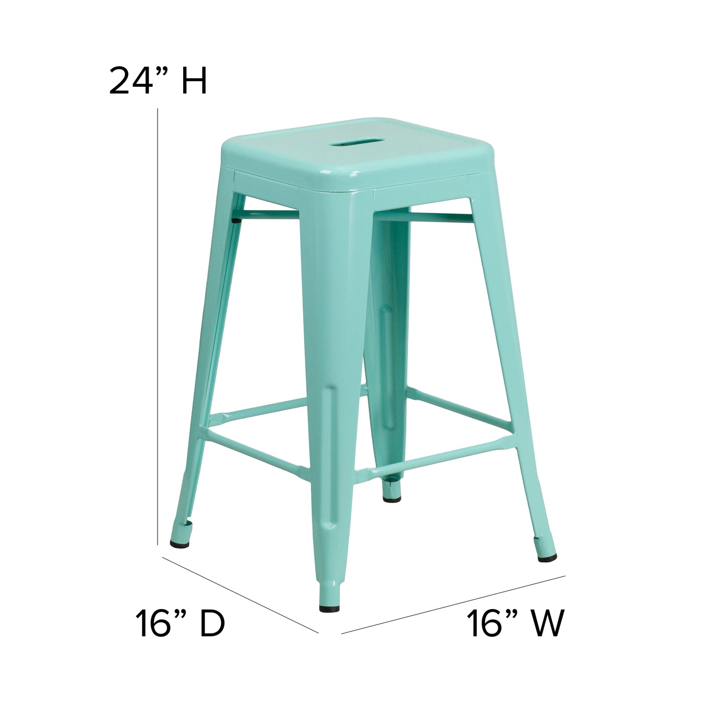 24" Mint No Back Metal Stool ET-BT3503-24-MINT-GG