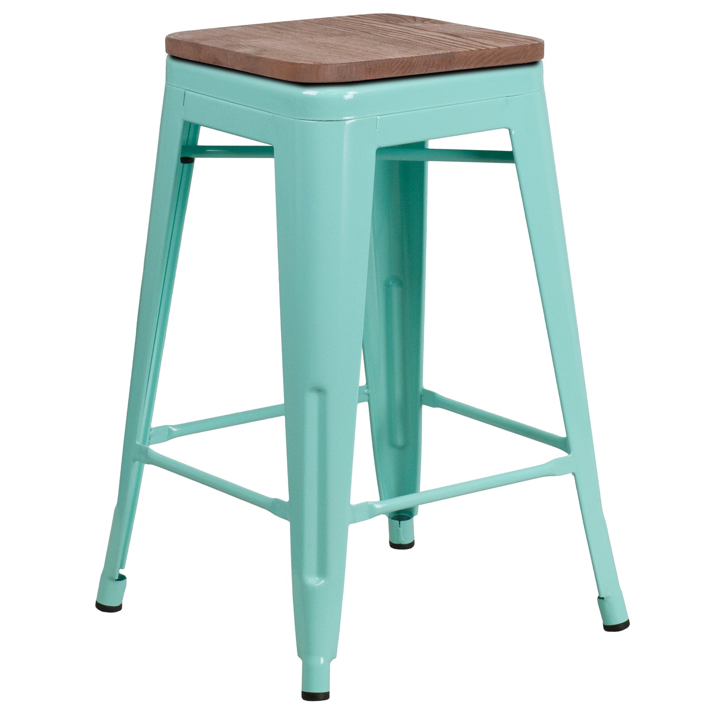 24" Mint No Back Metal Stool ET-BT3503-24-MINT-WD-GG