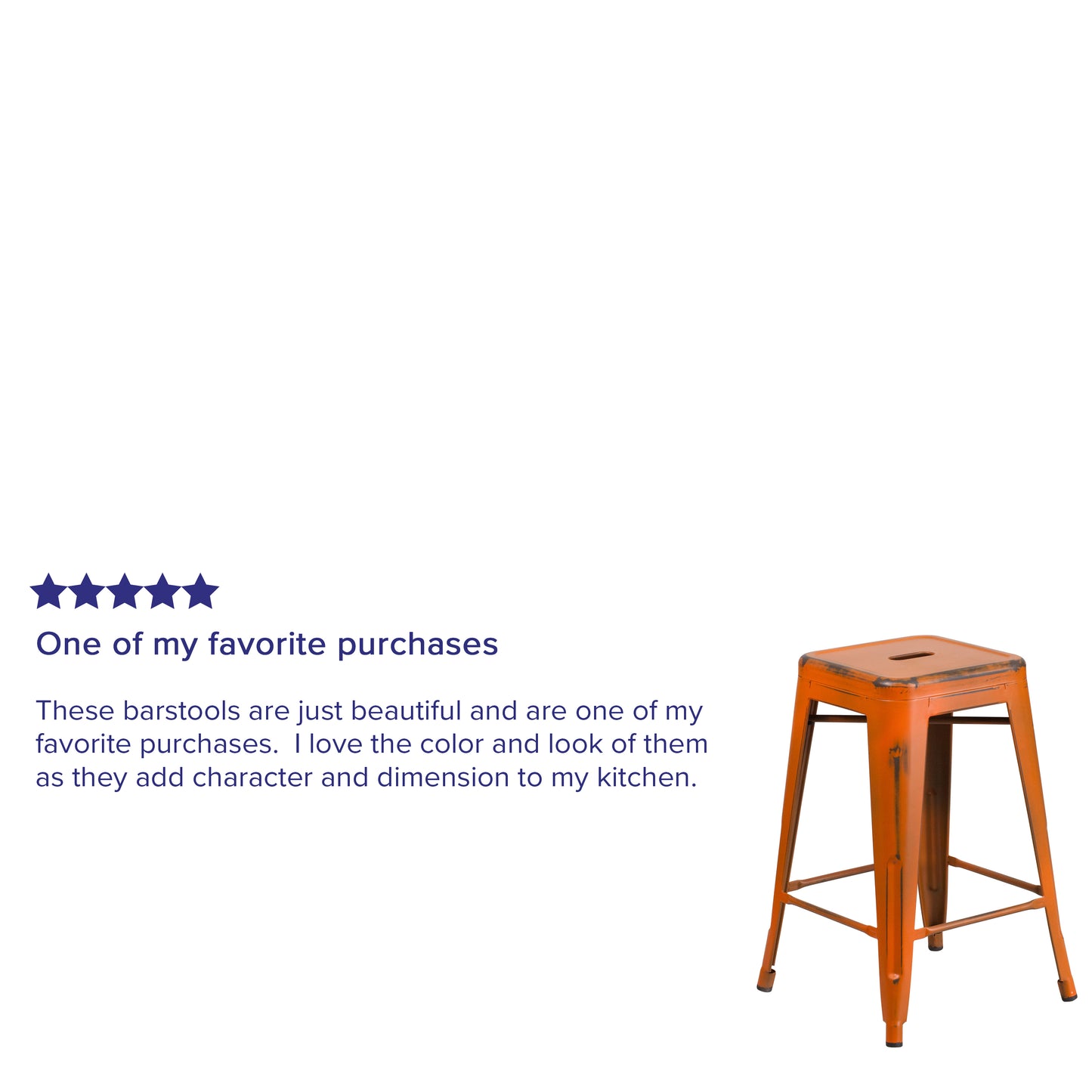 Distressed Orange Metal Stool ET-BT3503-24-OR-GG