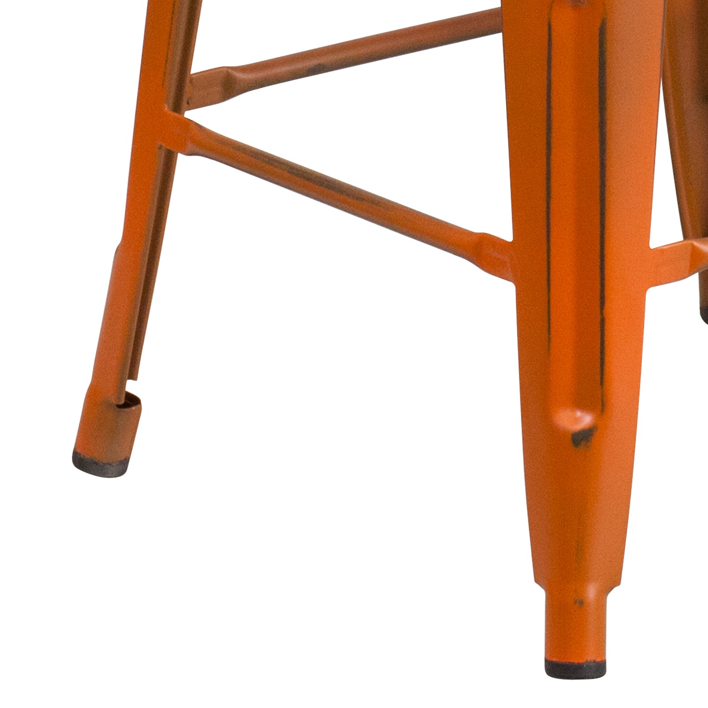 Distressed Orange Metal Stool ET-BT3503-24-OR-GG