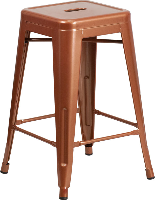 24" Copper No Back Metal Stool ET-BT3503-24-POC-GG