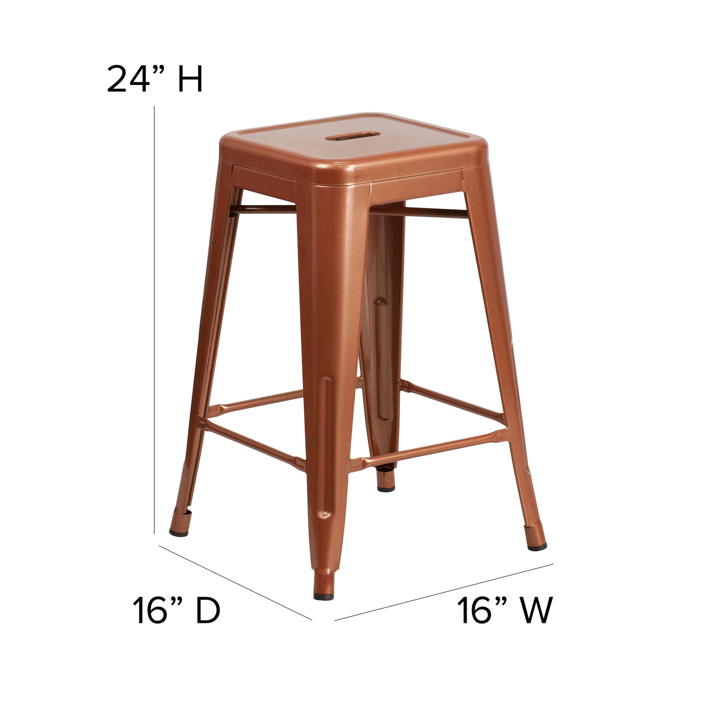 24" Copper No Back Metal Stool ET-BT3503-24-POC-GG