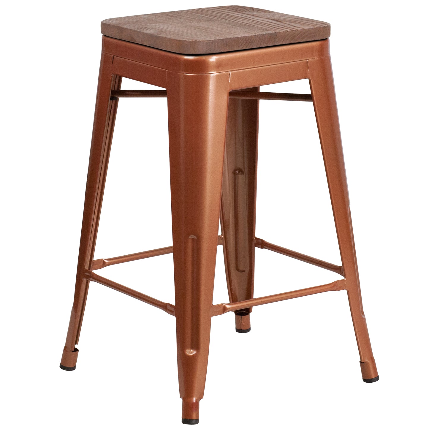 24" Copper No Back Metal Stool ET-BT3503-24-POC-WD-GG