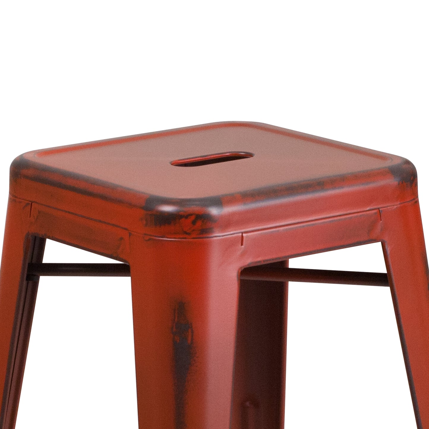 Distressed Red Metal Stool ET-BT3503-24-RD-GG