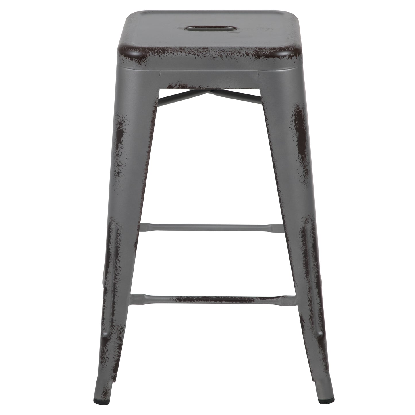 24"H Distressed Silver Stool ET-BT3503-24-SIL-GG