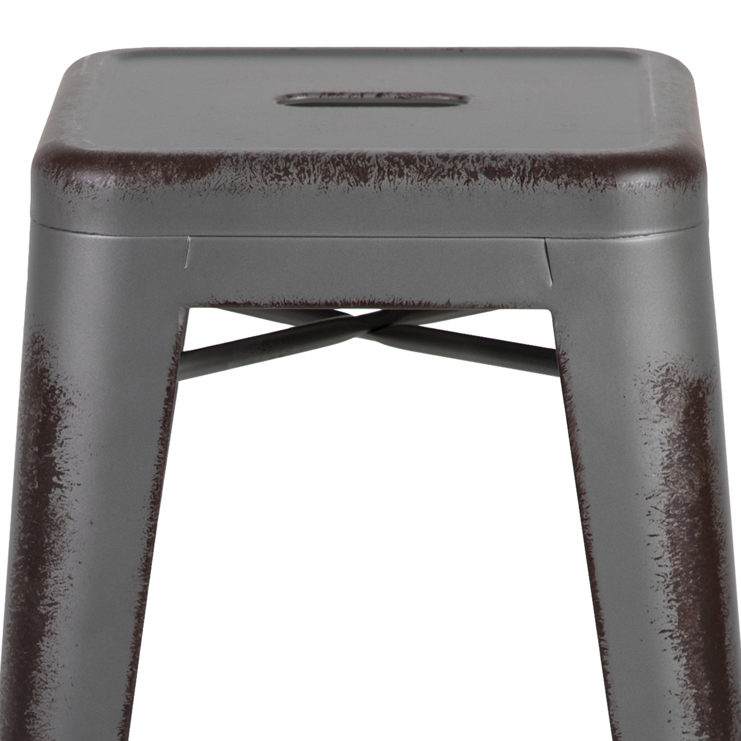 24"H Distressed Silver Stool ET-BT3503-24-SIL-GG