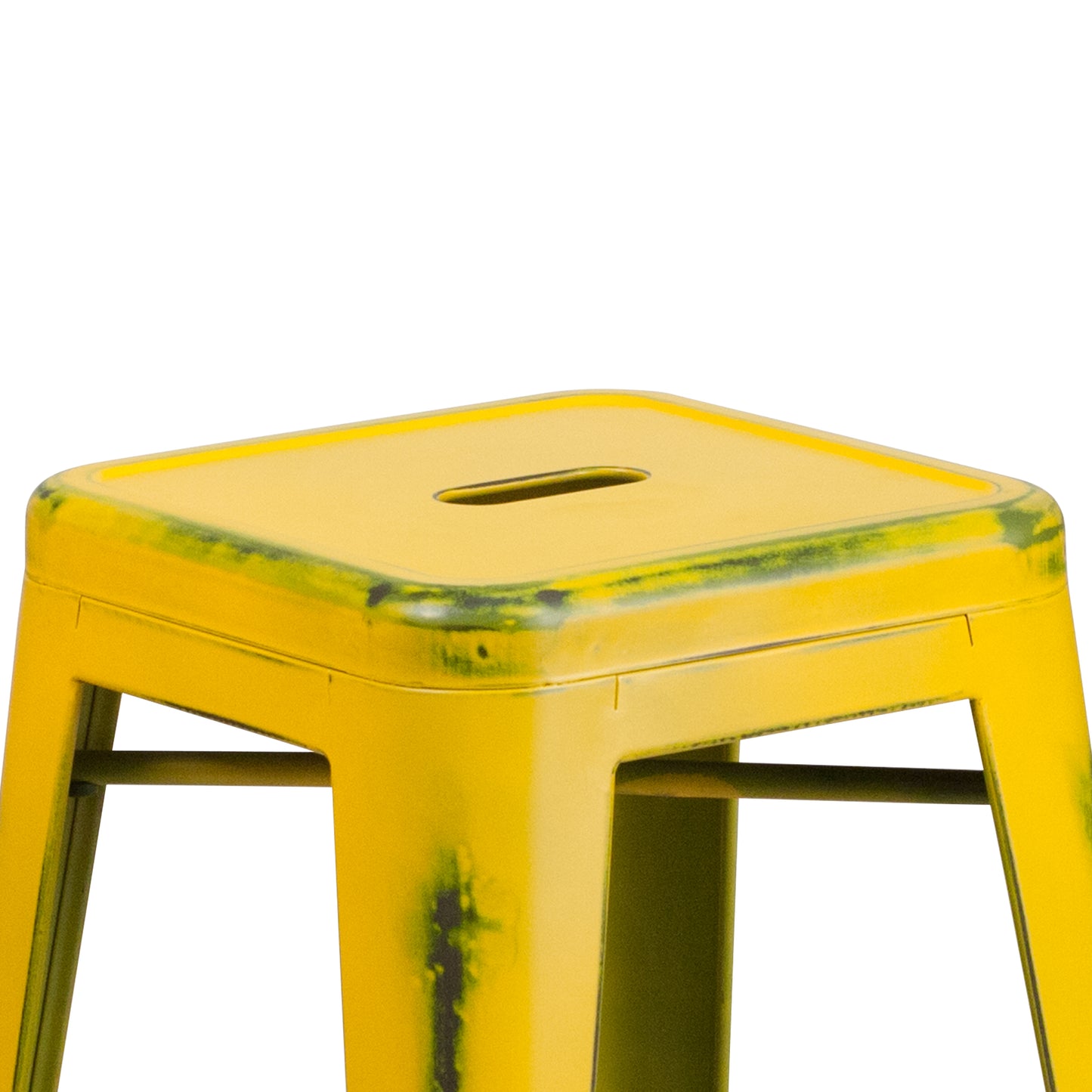 Distressed Yellow Metal Stool ET-BT3503-24-YL-GG