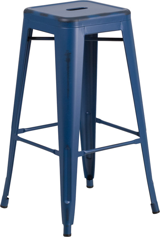 Distressed Blue Metal Stool ET-BT3503-30-AB-GG