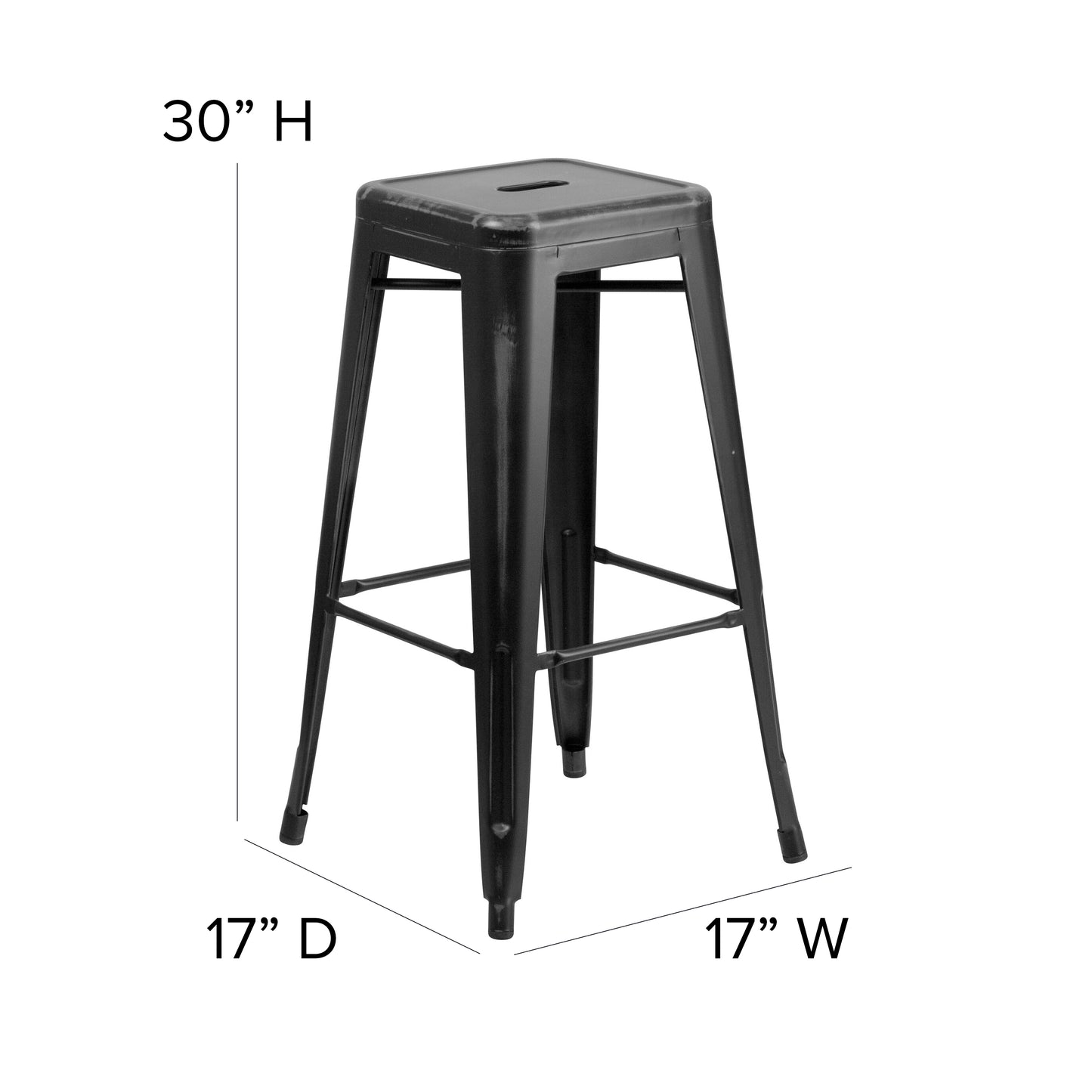 Distressed Black Metal Stool ET-BT3503-30-BK-GG