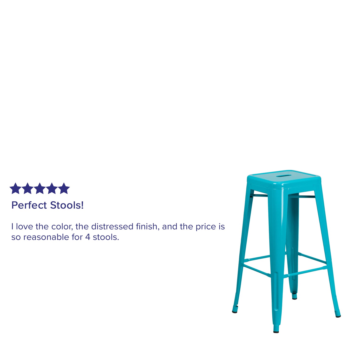 30" Teal No Back Metal Stool ET-BT3503-30-CB-GG