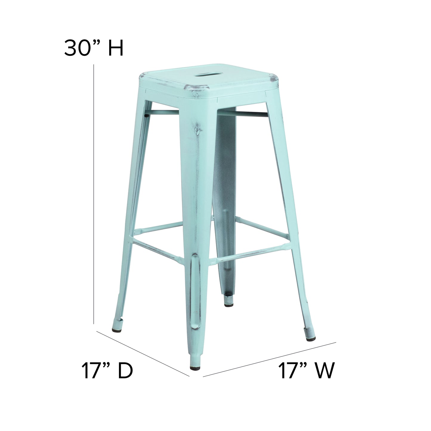 Distressed Gn-Blue Metal Stool ET-BT3503-30-DB-GG