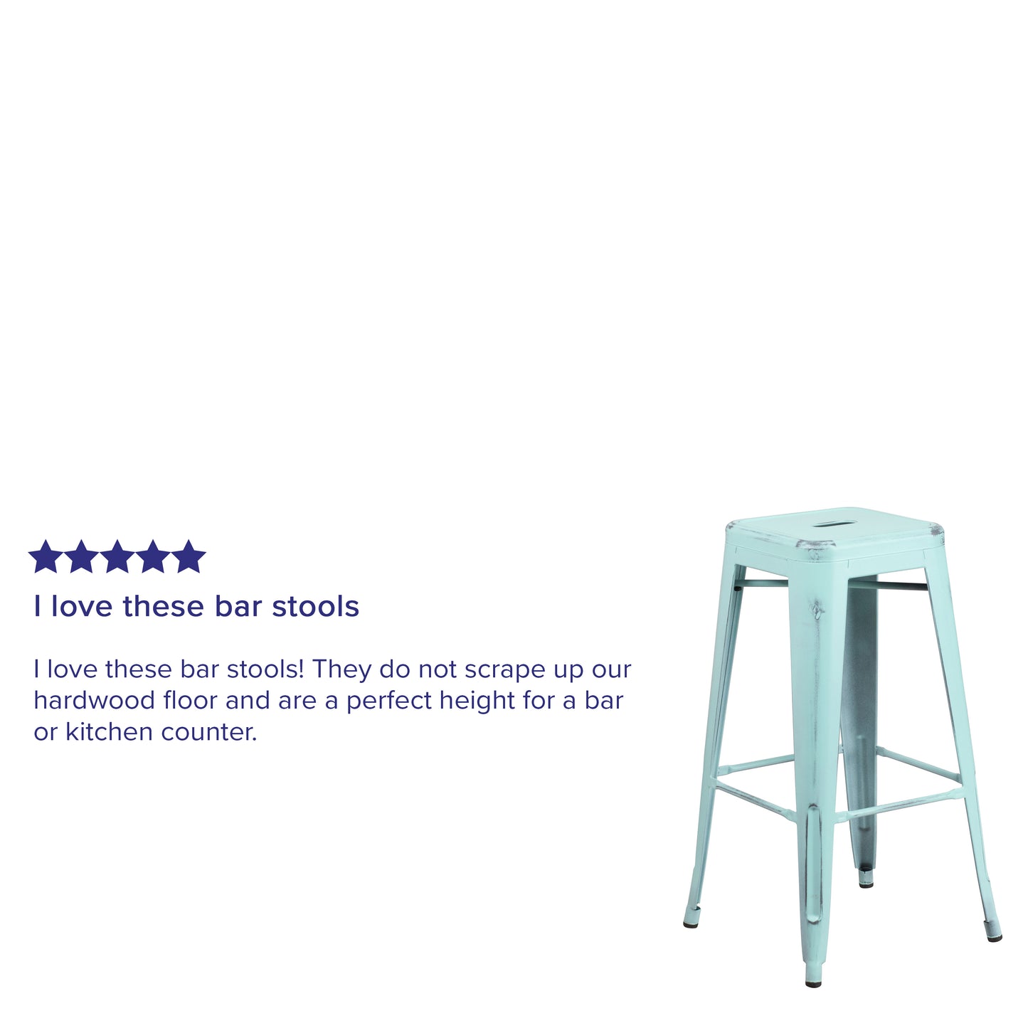 Distressed Gn-Blue Metal Stool ET-BT3503-30-DB-GG