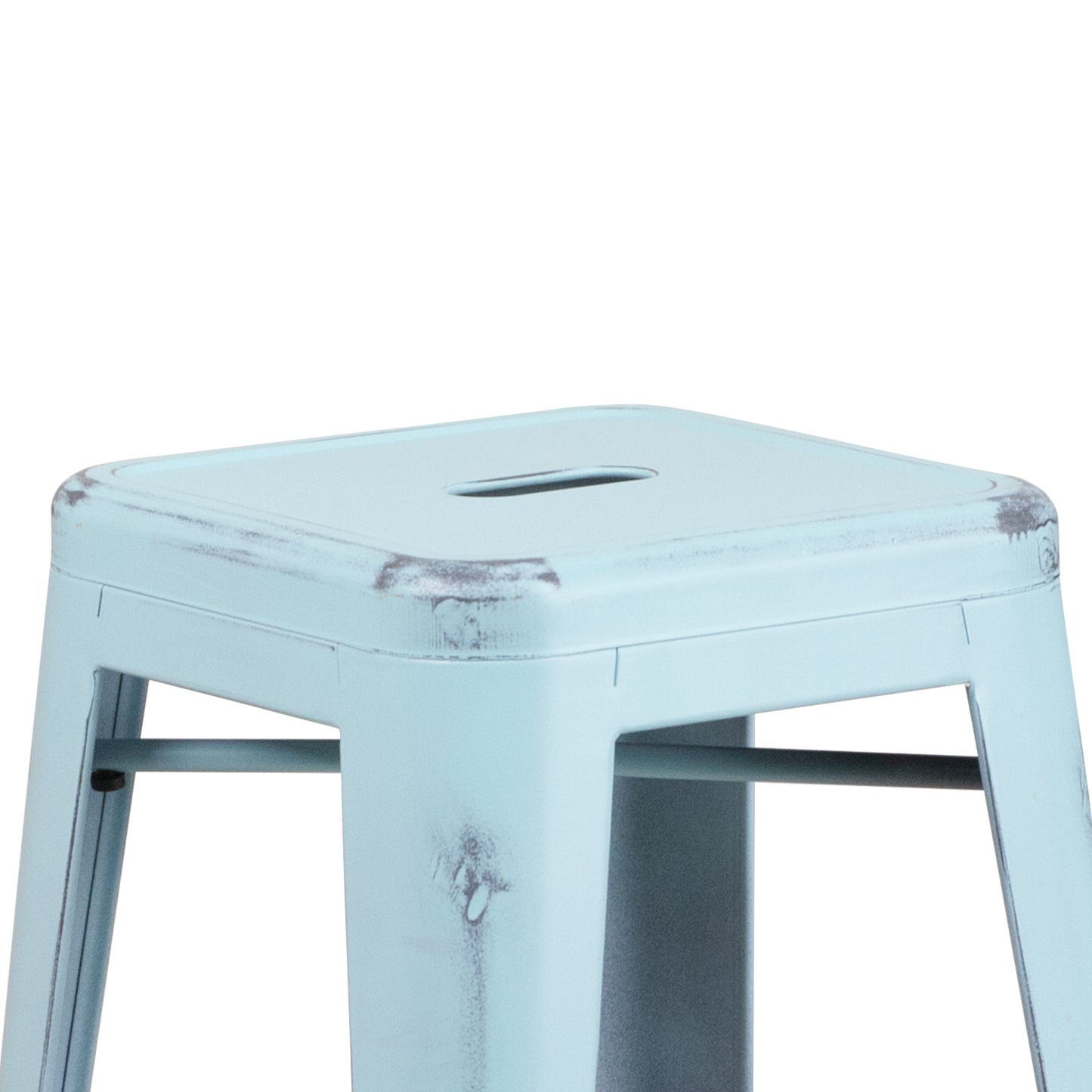 Distressed Gn-Blue Metal Stool ET-BT3503-30-DB-GG